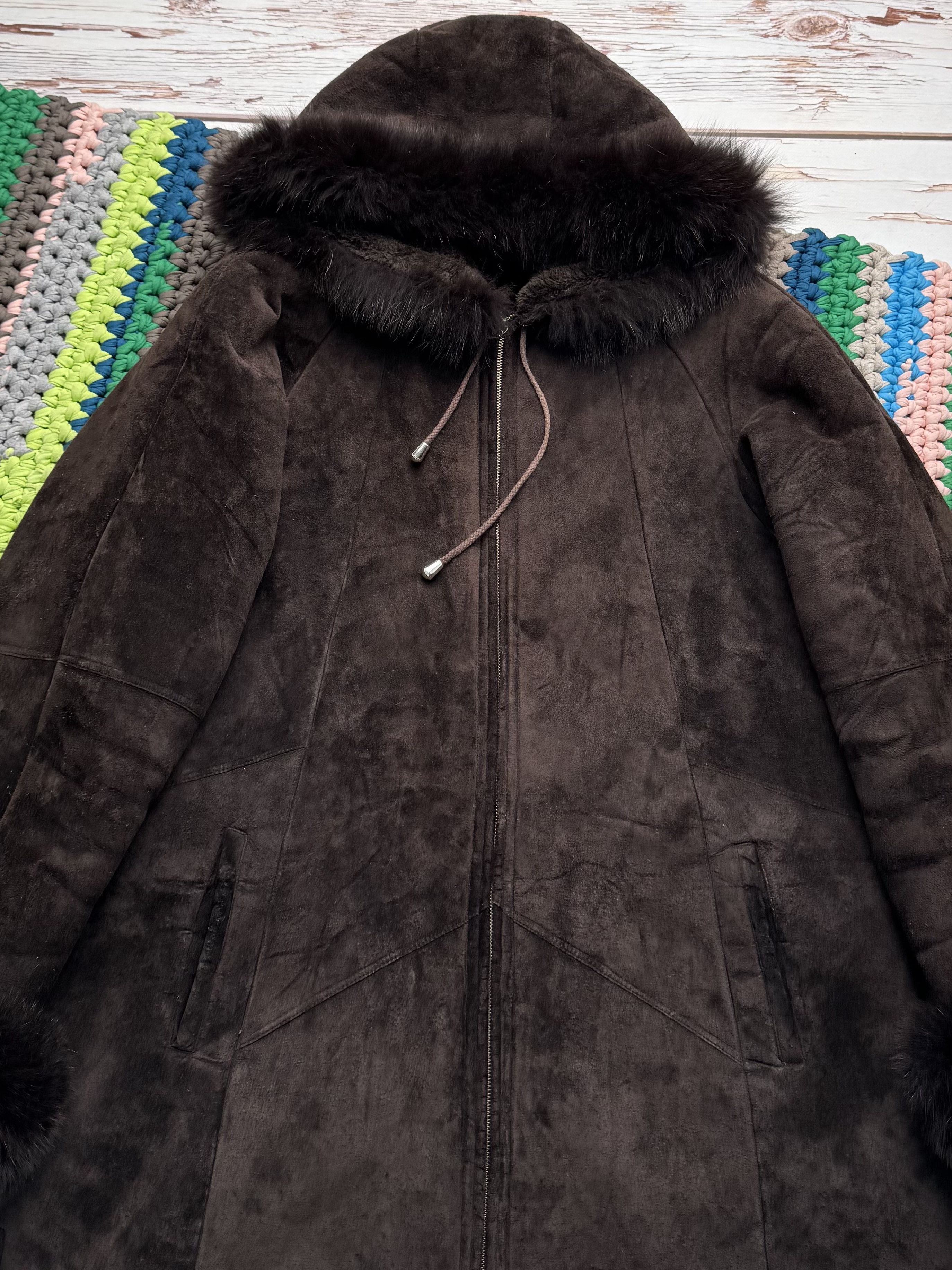 Vintage Vintage Shearling Sheepskin Coat Suede Hooded Winter Y2K Size XL / US 12-14 / IT 48-50 - 7 Thumbnail