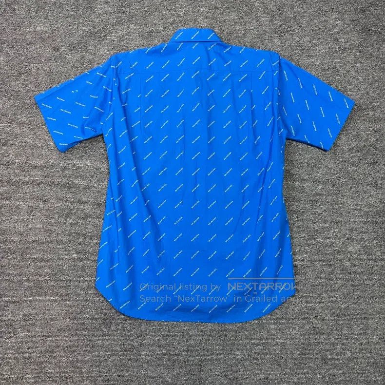 Balenciaga Balenciaga Short Sleeve Shirt with Full Print Blue Barrage Size XS / US 0-2 / IT 36-38 - 2 Thumbnail