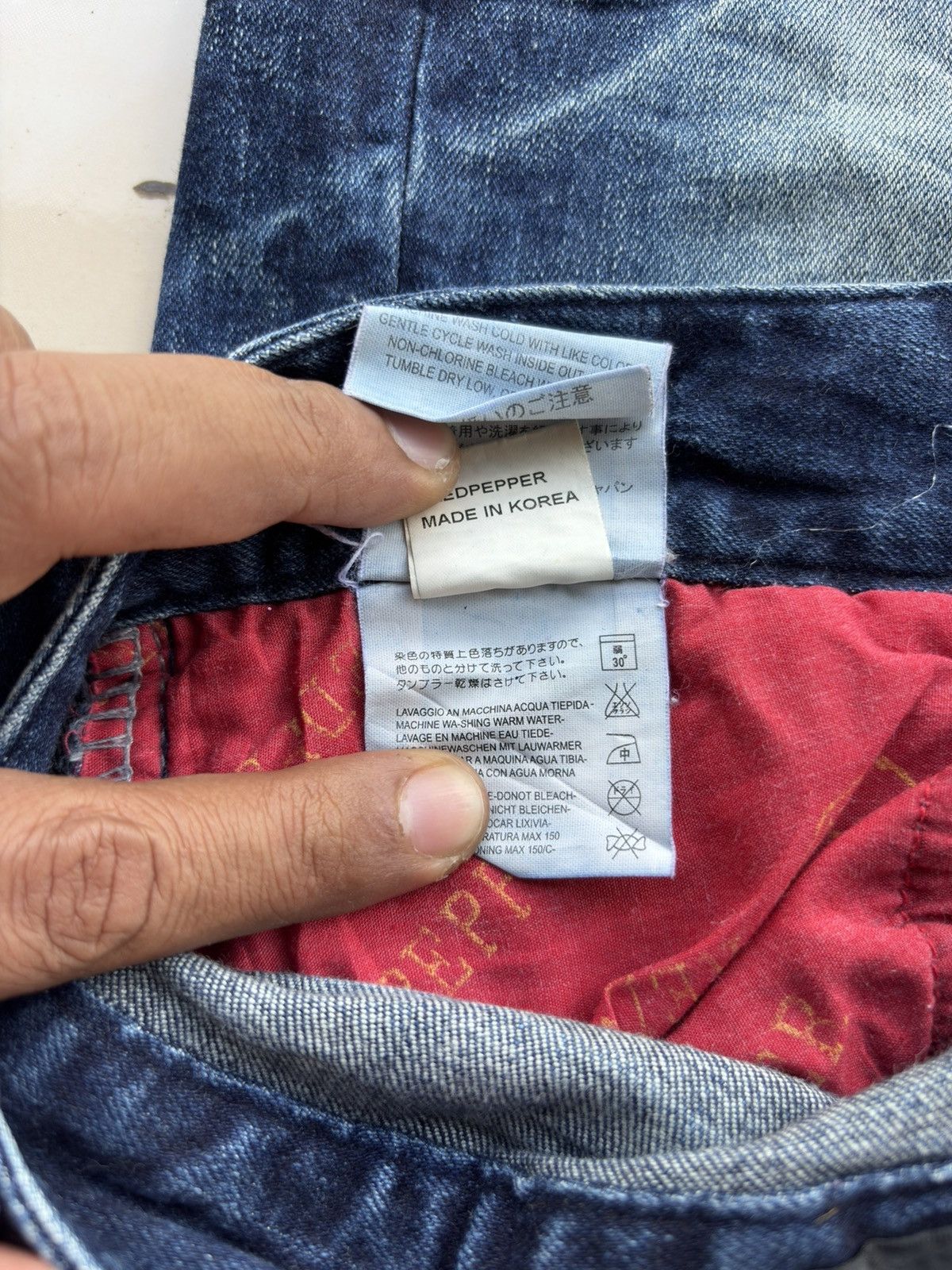 Japanese Brand Red Pepper Union Jack Streetwear Low Flared Distressed Denim Size US 31 - 23 Thumbnail