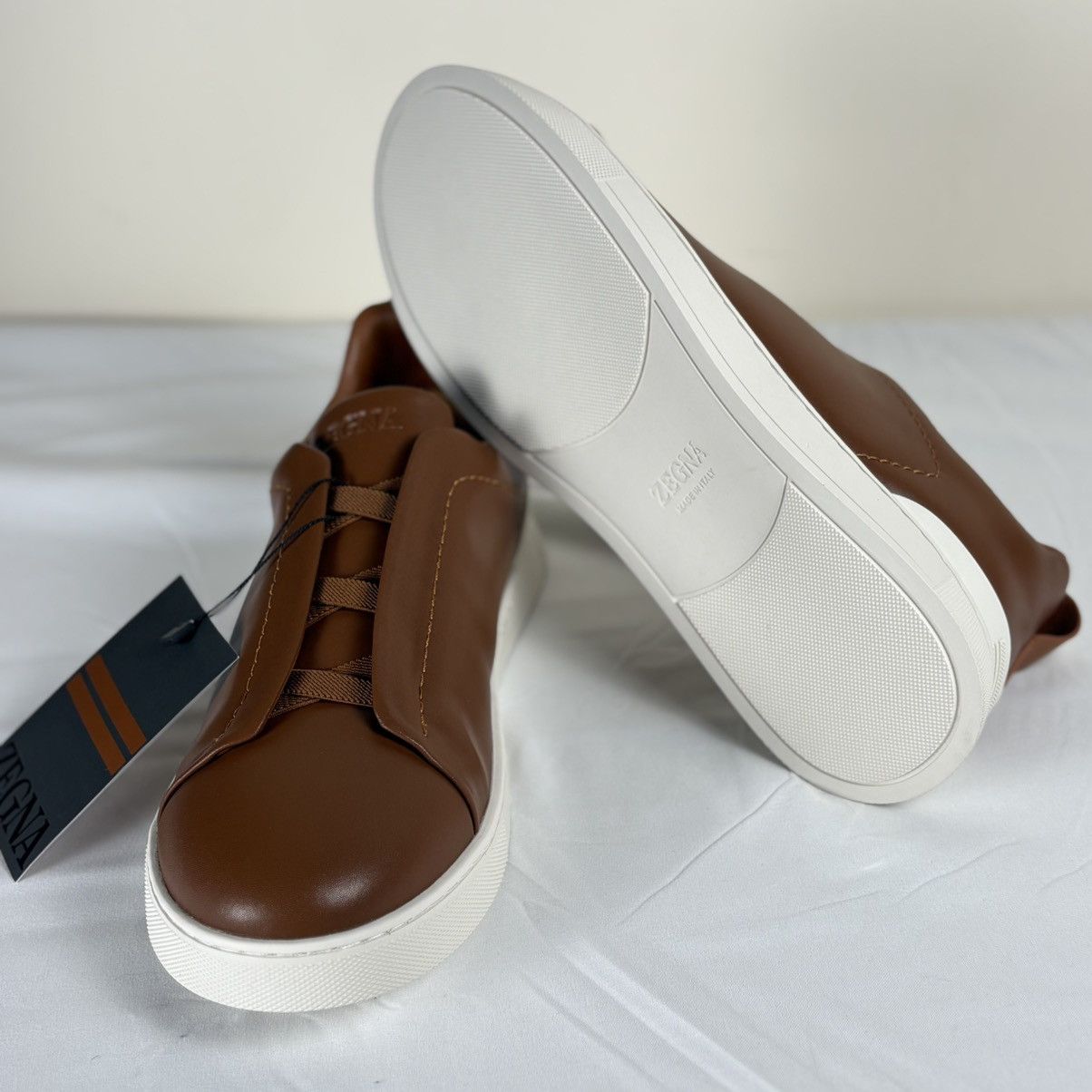 Other Zegna Men’s Brown Leather Low-Top Sneaker | White Sole Size US 11 / EU 44 - 5 Thumbnail