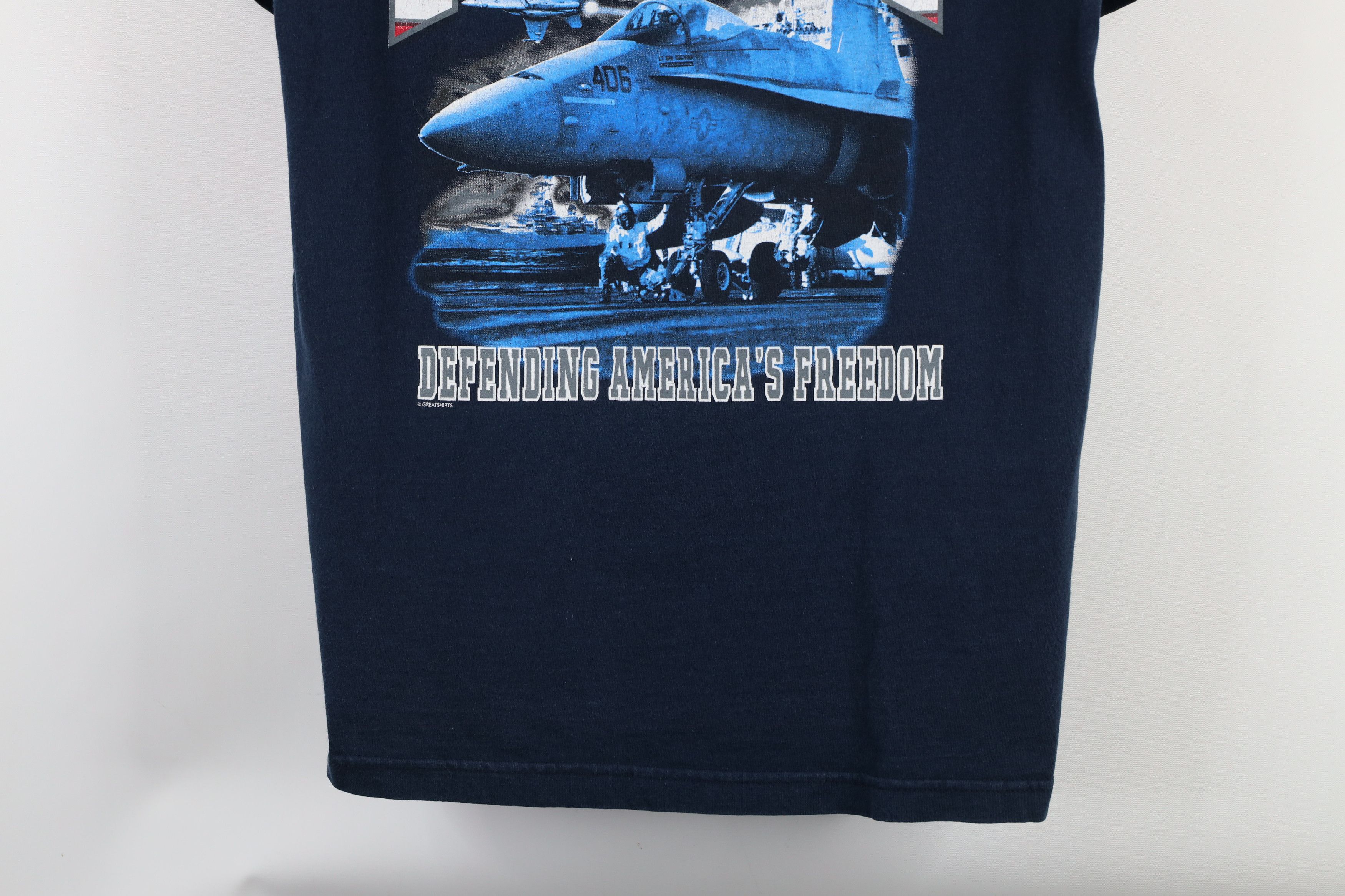 Vintage Vintage 90s Spell Out United States Navy T-Shirt Blue Cotton Size US M / EU 48-50 / 2 - 3 Thumbnail