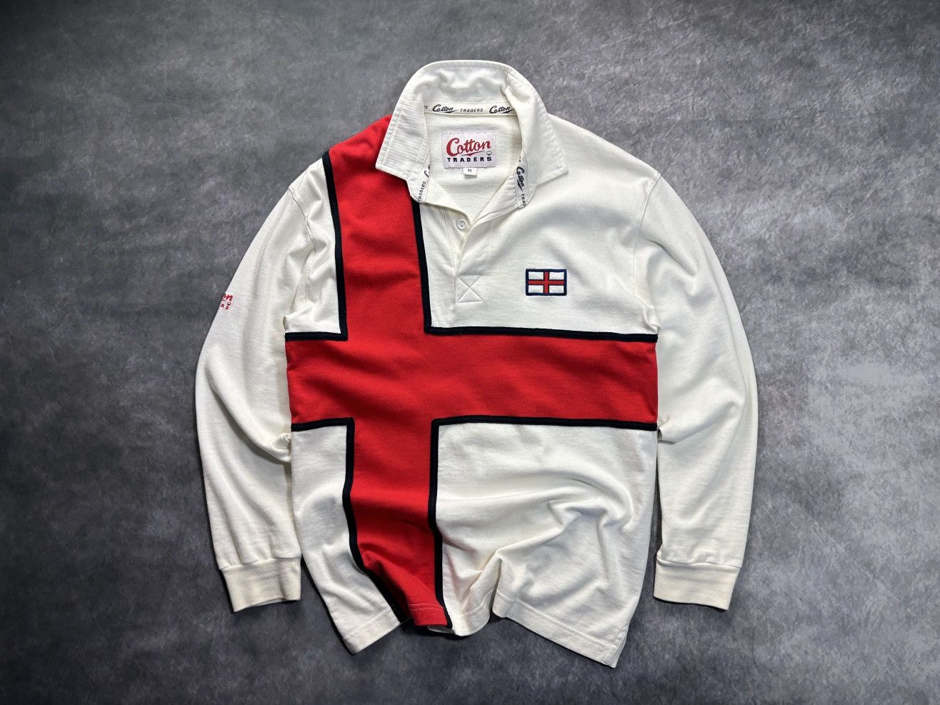 Cotton Traders Vintage England Rugby Shirt St. George Cross Union Jack Flag Size US M / EU 48-50 / 2 - 13 Thumbnail