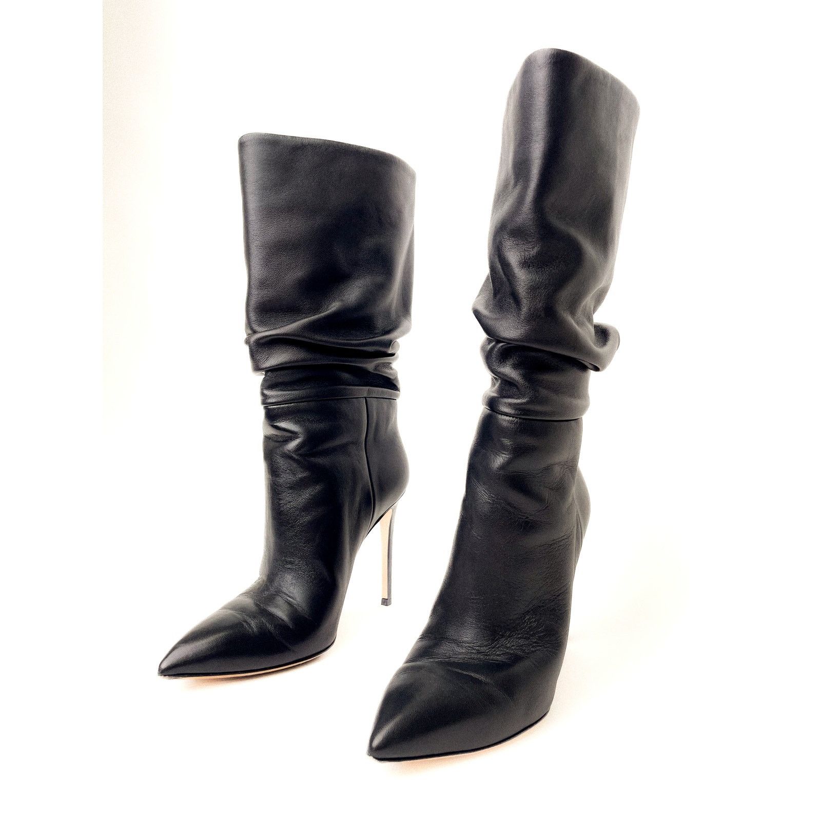Paris Texas Black Leather Slouchy High Heel Boots Size US 8.5 / IT 38.5 - 6 Thumbnail