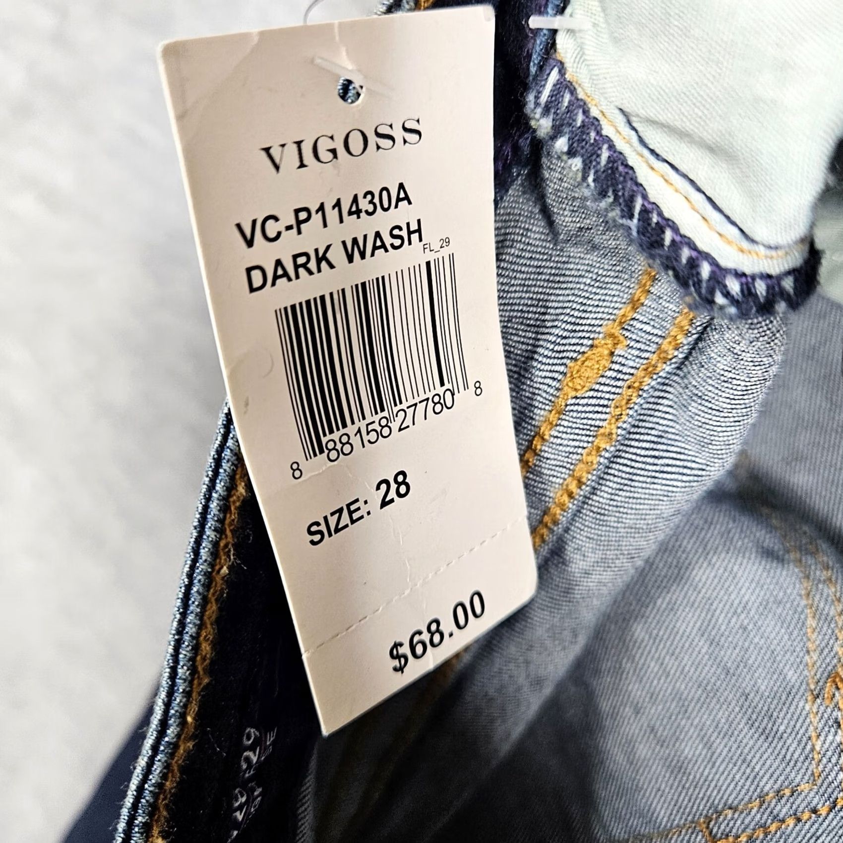 Vintage VIGOSS Jeans Skinny Women Regular 28W 29L Dark Wash Blue Cotton Polyester Spandex Belted Button Mid Rise Casual New Size 28" / US 6 / IT 42 - 6 Thumbnail