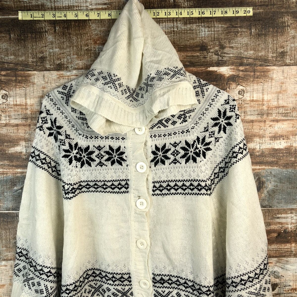 Homespun Knitwear × Japanese Brand Healthy Karen White Hoodie Capes Knitwear #A1262 Size US M / EU 48-50 / 2 - 5 Thumbnail