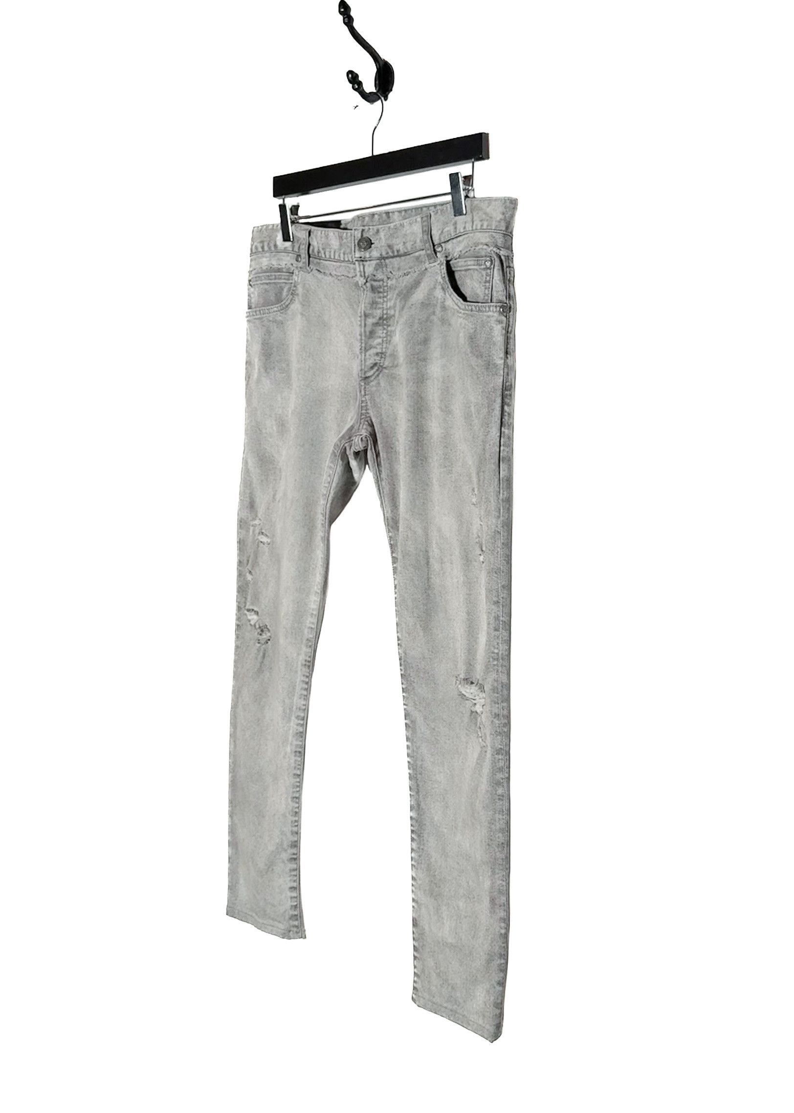 Balmain Balmain Grey Distressed Slim Jeans Size US 34 / EU 50 - 2 Thumbnail