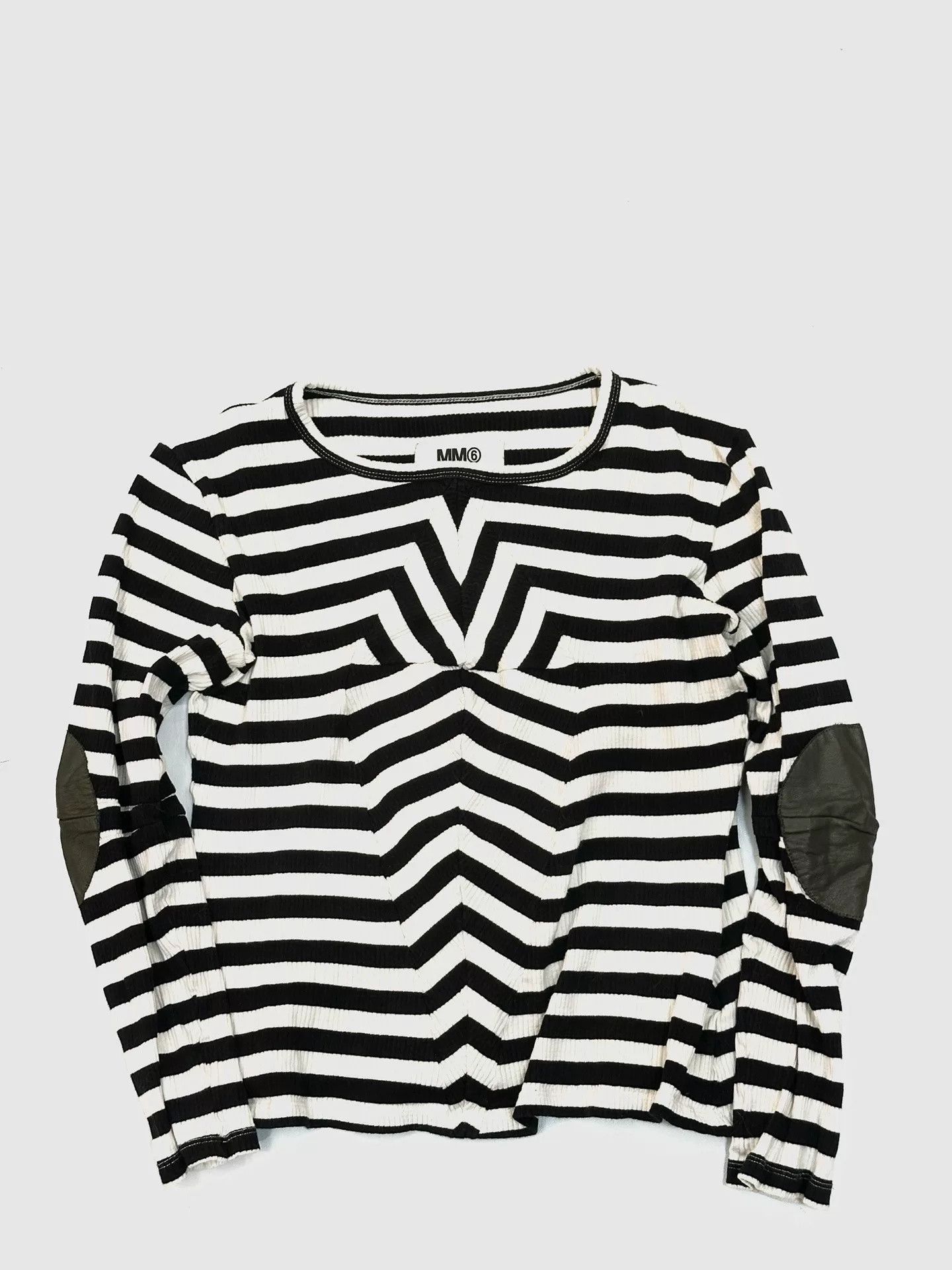 Maison Margiela Maison Margiela Striped Leather Panel Longsleeve Size US L / EU 52-54 / 3 - 1 Thumbnail