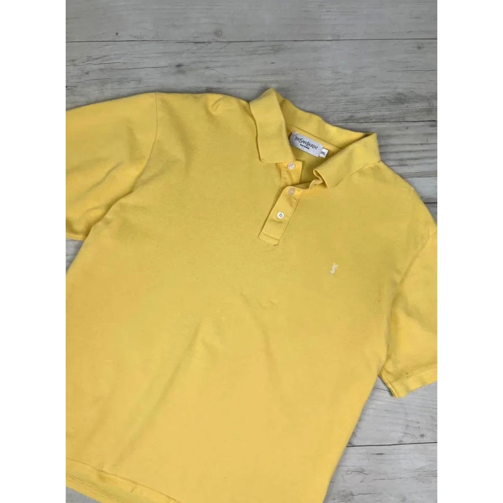 Yves Saint Laurent VINTAGE Saint Laurent Polo Shirt YSL Men 2XL Yellow Polo Mens 2XL Yellow Logo Cotton Short Sleeve Shirt Size US XXL / EU 58 / 5 - 2 Thumbnail