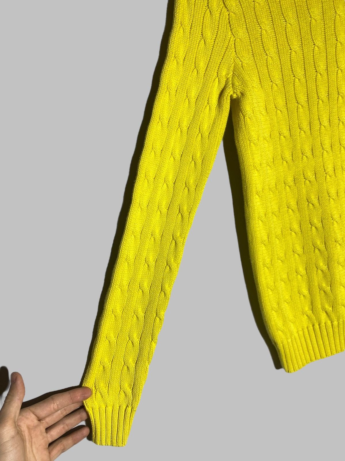 Polo Ralph Lauren 🔥 00s POLO RALPH LAUREN BRIGHT YELLOW CABLE KNIT SWEATER Size US S / EU 44-46 / 1 - 6 Thumbnail