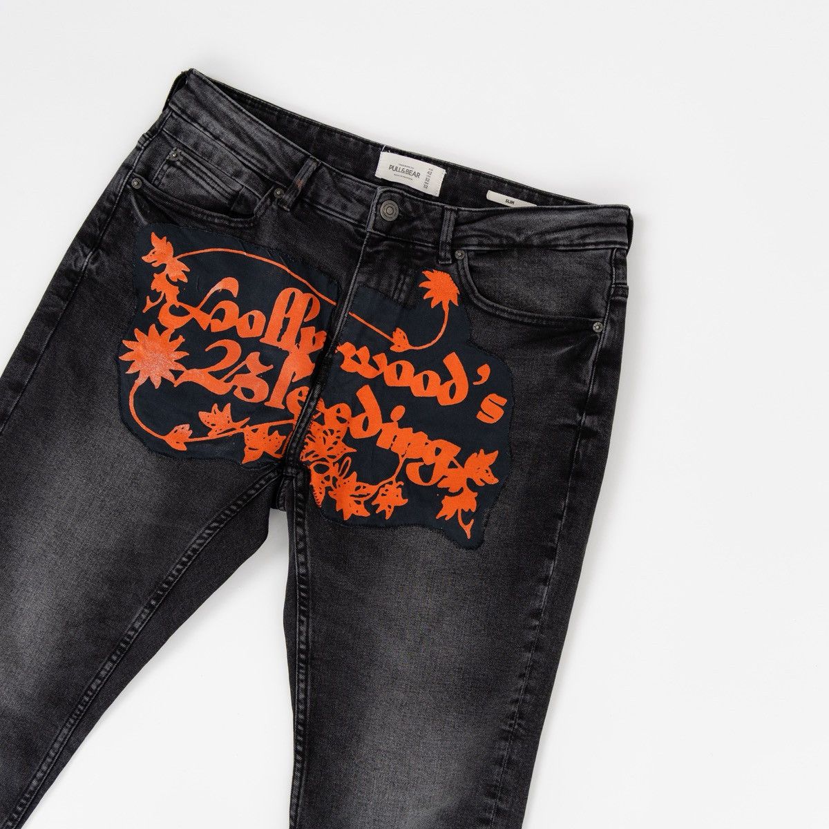Pull & Bear Pull&Bear Mens Slim Fit Black Jeans Graphic Print Hollywood Size US 32 / EU 48 - 3 Thumbnail
