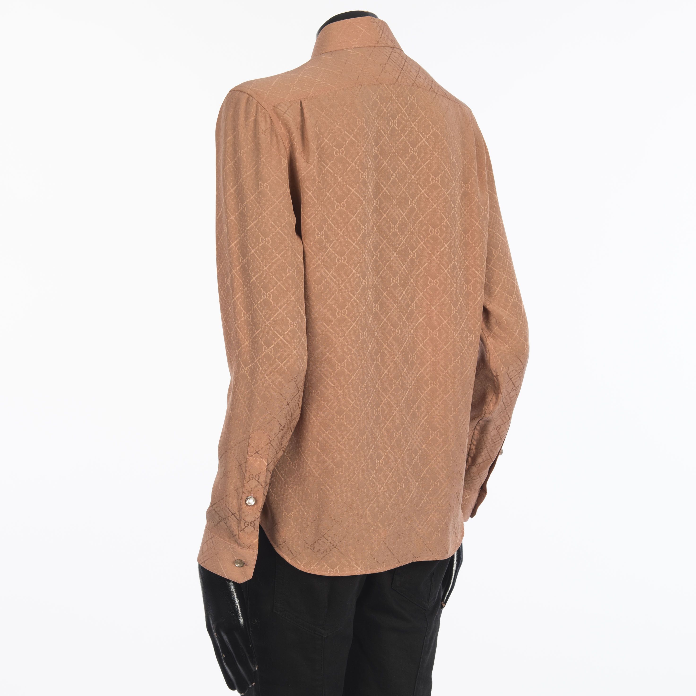 Gucci Pink Women's Check GG Silk Crêpe Shirt Size M / US 6-8 / IT 42-44 - 4 Thumbnail