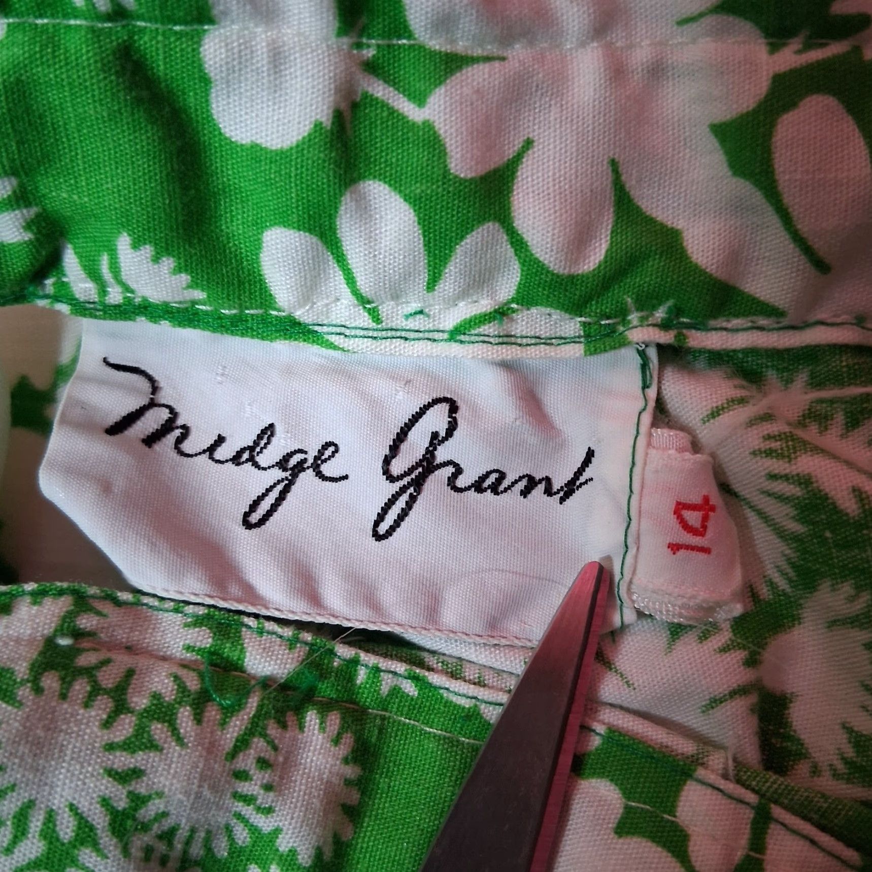 Vintage VINTAGE Midge Grant Outfit Skirt Shirt 14 Green White Floral 2 Piece Set Vintage 60s Womens Casual Party/Cocktail Travel Wedding Size XL / US 12-14 / IT 48-50 - 3 Thumbnail