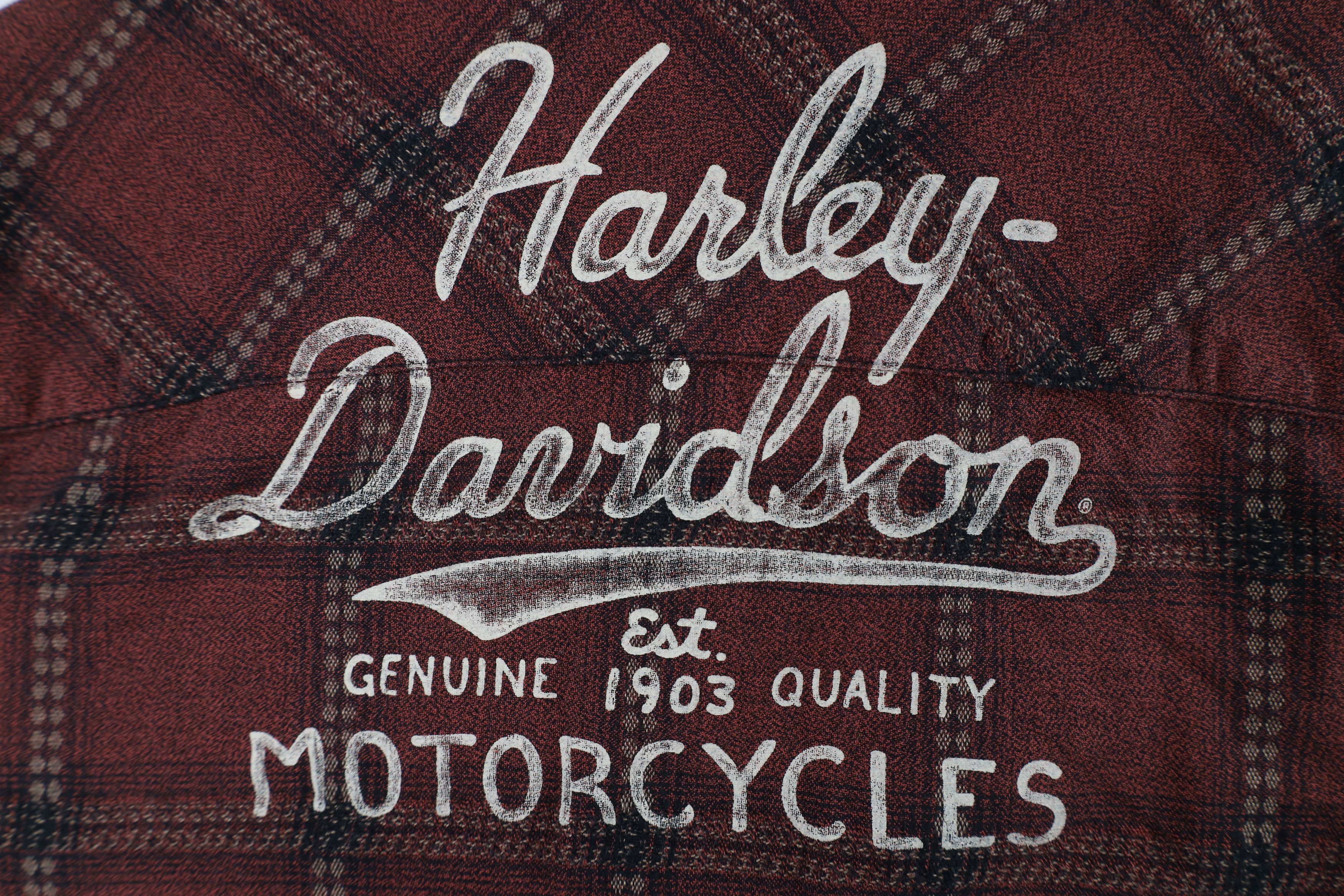 Harley Davidson × Vintage Vintage Harley Davidson Spell Flannel Button Shirt Cotton Size S / US 4 / IT 40 - 10 Thumbnail