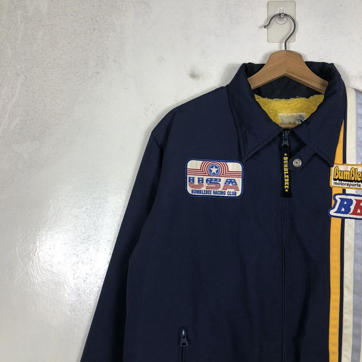 Japanese Brand 📌VINTAGE BOMBER BIKER JACKET BUMBLEBEE RACING CLUB USA Size US L / EU 52-54 / 3 - 9 Thumbnail