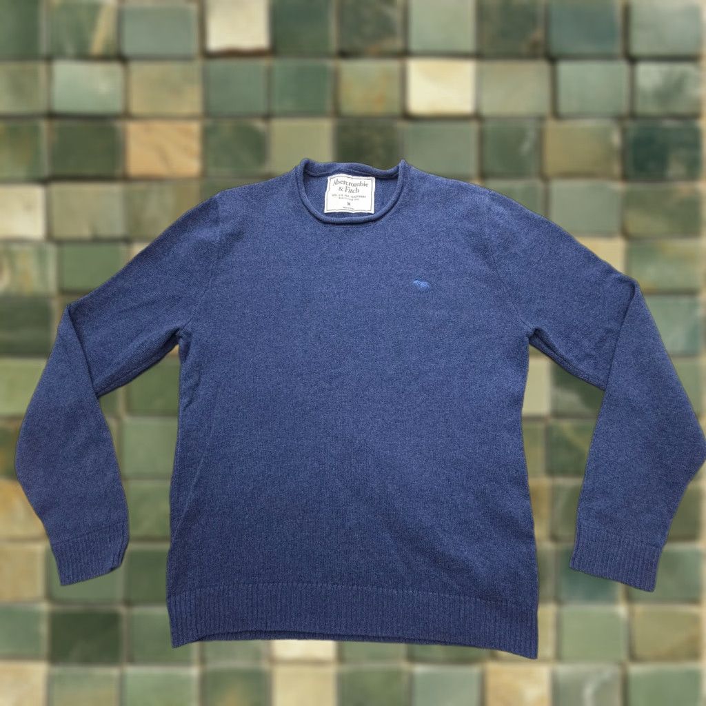 Abercrombie & Fitch VINTAGE Abercrombie & Fitch Roll Neck Sweatshirt Mens M Cotton Blue Logo Pullover Slim 90s USA Mens Size US M / EU 48-50 / 2 - 1 Thumbnail