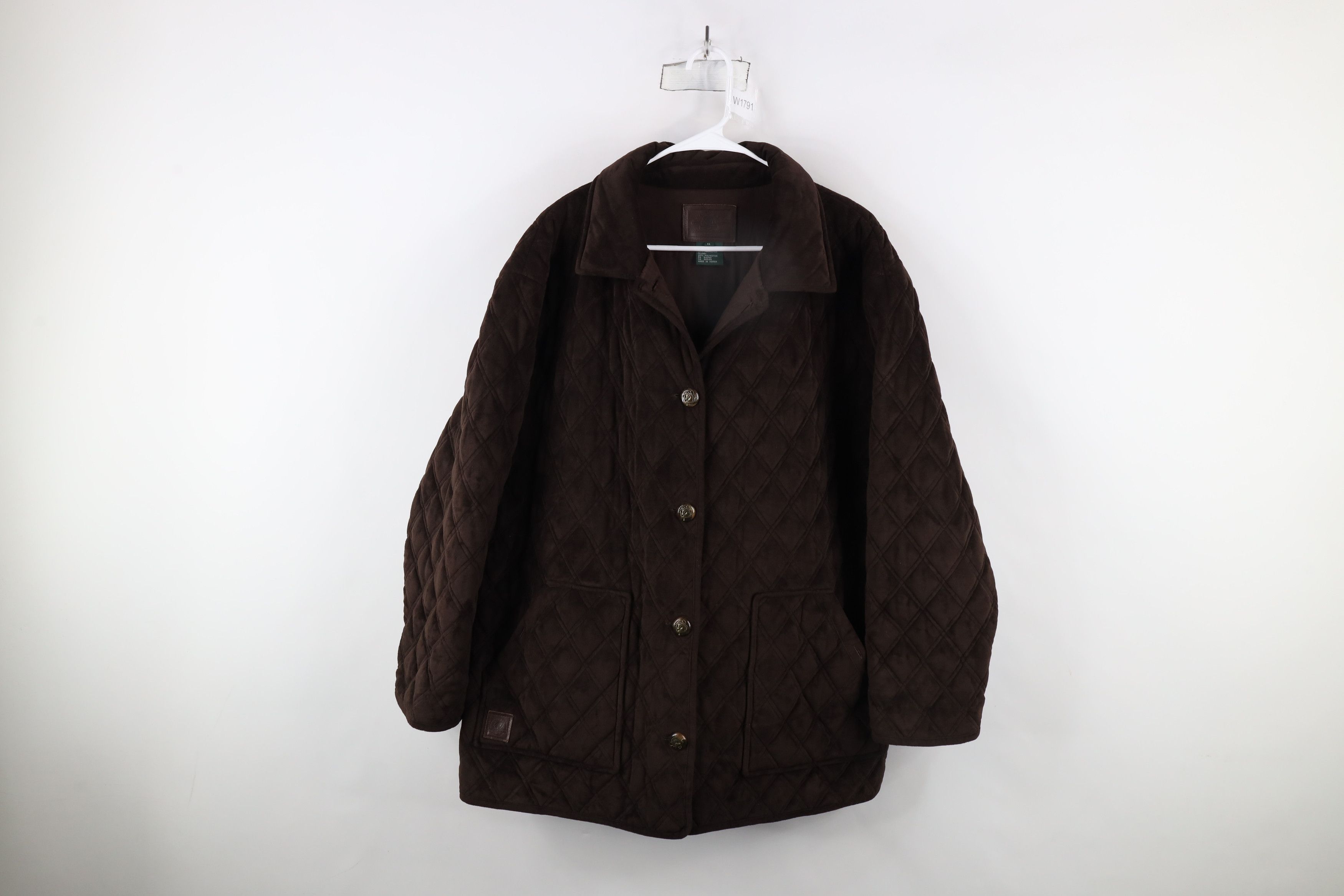 Ralph Lauren × Vintage Vintage 90s Ralph Lauren Quilted Button Jacket Brown Size XL / US 12-14 / IT 48-50 - 1 Thumbnail