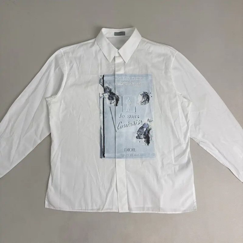 Dior Dior White Cotton Long Sleeve Men's Shirt 0089 Size US L / EU 52-54 / 3 - 1 Thumbnail