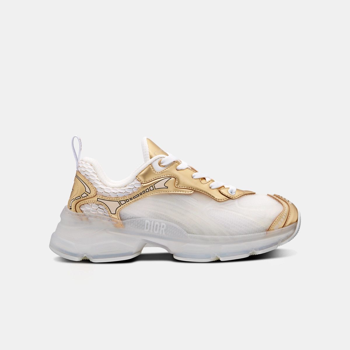 image of Dior O1Bcso1Str0224 Sneaker In White & Gold in White/Gold, Women's (Size 10)