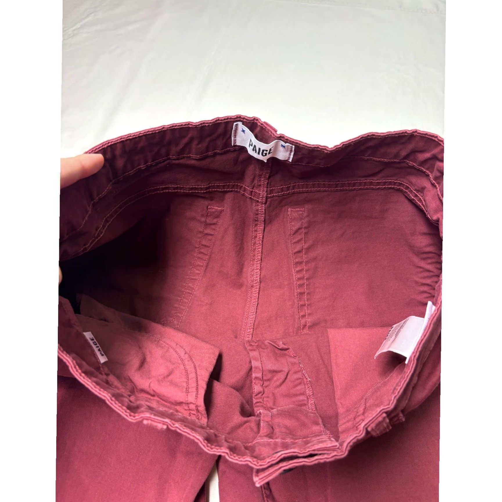 Paige Paige Normandie Pants Burgundy Red Cotton Blend 32x33 Straight Leg 5-Pocket USA Mens Chino Casual Workwear Modern Fit Size US 32 / EU 48 - 4 Thumbnail