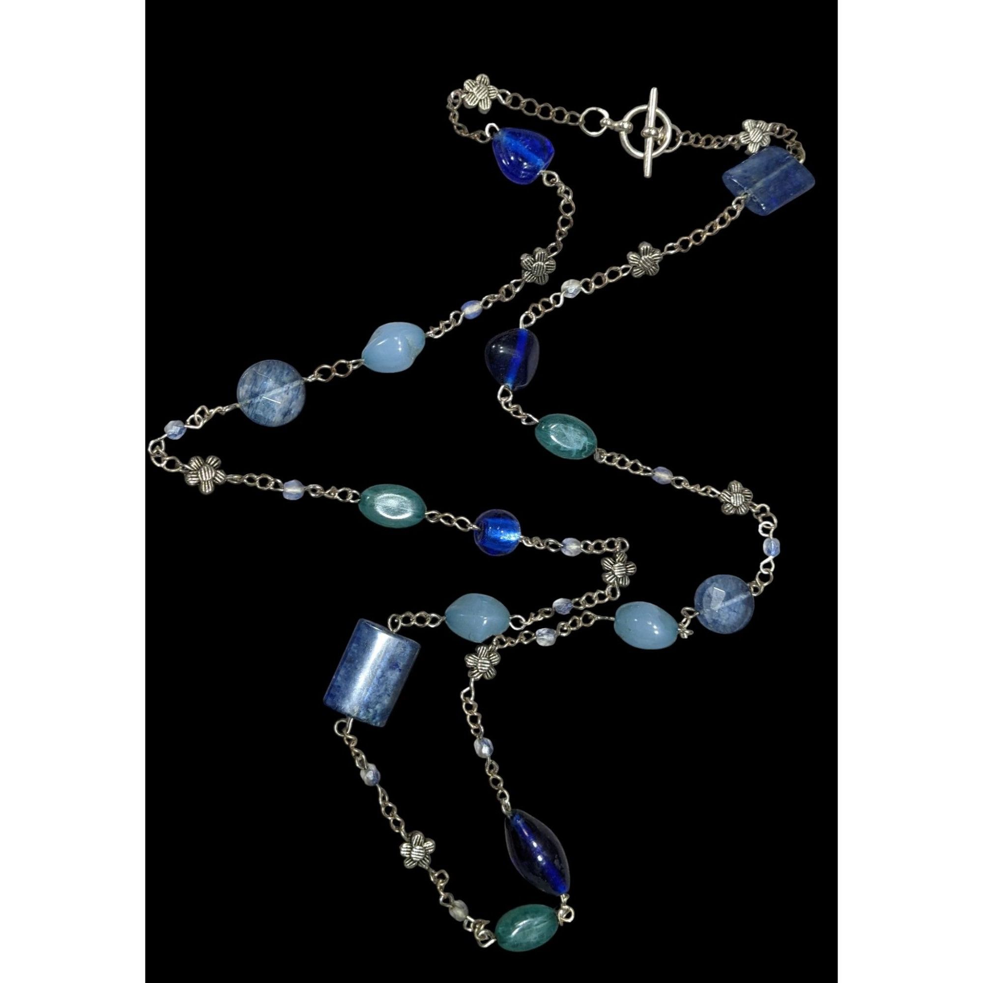 Other Floral Station Necklace Blue & Green Beaded Necklace With To Size ONE SIZE - 1 Thumbnail