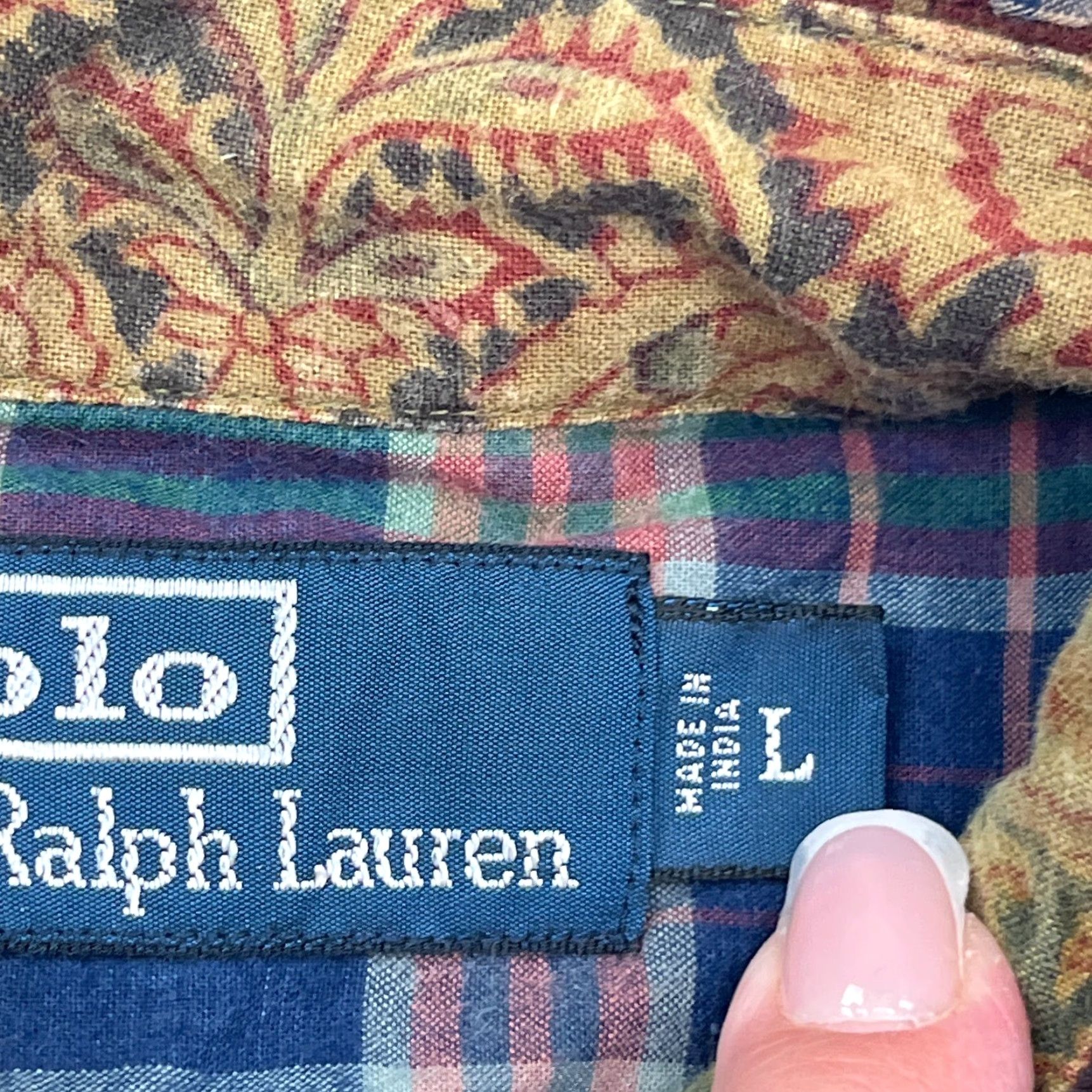 Polo Ralph Lauren VINTAGE Polo Ralph Lauren Shirt Men Large Brown Patchwork Paisley Plaid India Size US L / EU 52-54 / 3 - 5 Thumbnail