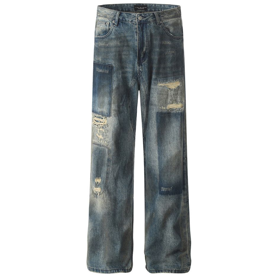 Vintage Baggy Ripped Patchwork Loose Street Jeans