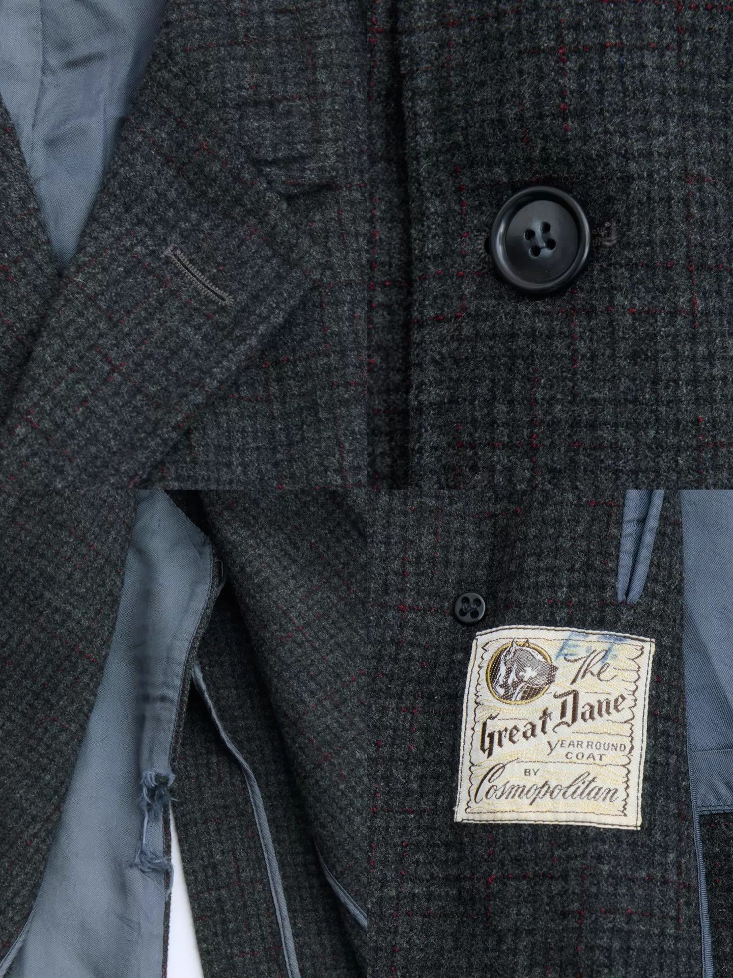 Other Great Dane 50s Relaxed Wool Red Plaid Chesterfield Coat Size US M / EU 48-50 / 2 - 9 Thumbnail
