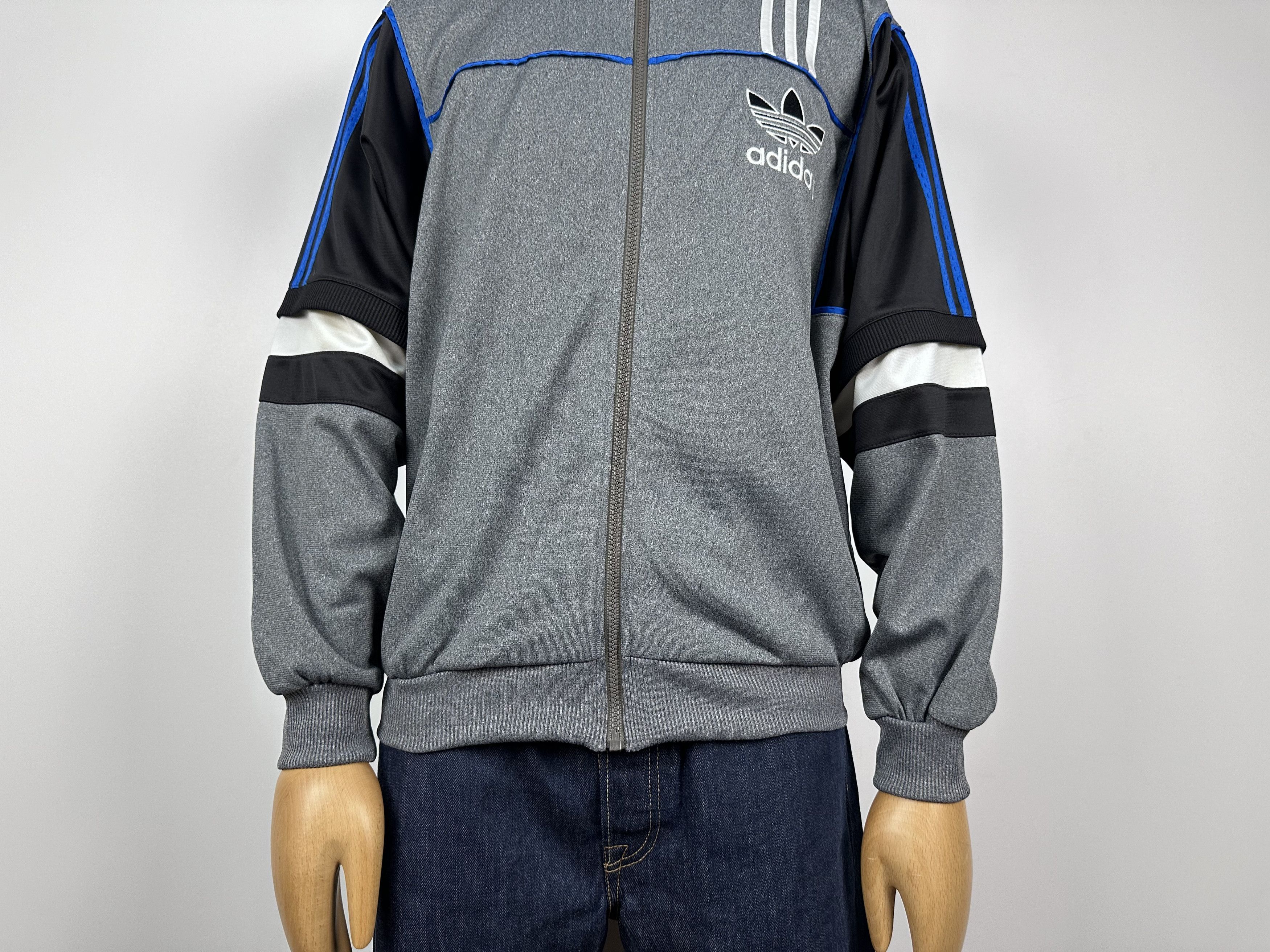 Adidas × Vintage Adidas Vintage 90s Gray Blue Track Tracksuit Top Jacket Size US M / EU 48-50 / 2 - 5 Thumbnail