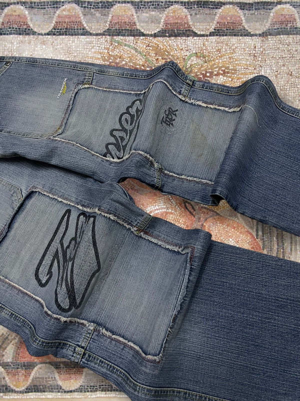 Japanese Brand Vintage 1990s Japan Designer Transer Double Knee Baggy Denim Size US 28 / EU 44 - 6 Thumbnail