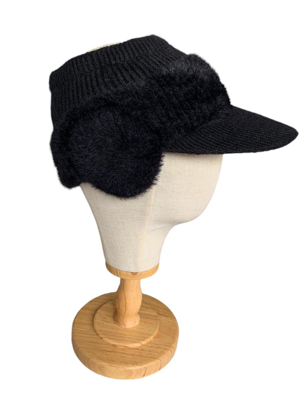 Japanese Brand Earflap with Fur Mohair Visor hats Size ONE SIZE - 2 Thumbnail
