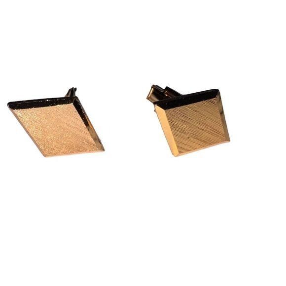 Vintage Vintage Gold-Toned Square Cufflinks 1.75 inches aprox Size ONE SIZE - 2 Thumbnail
