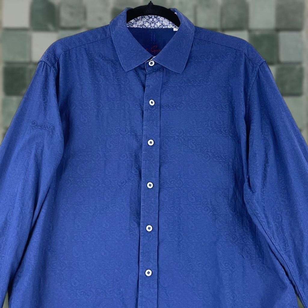 Robert Graham Robert Graham Blue Paisley Button-Up Shirt Mens Long Sleeve 100% Cotton Size Large Size 42R - 1 Thumbnail