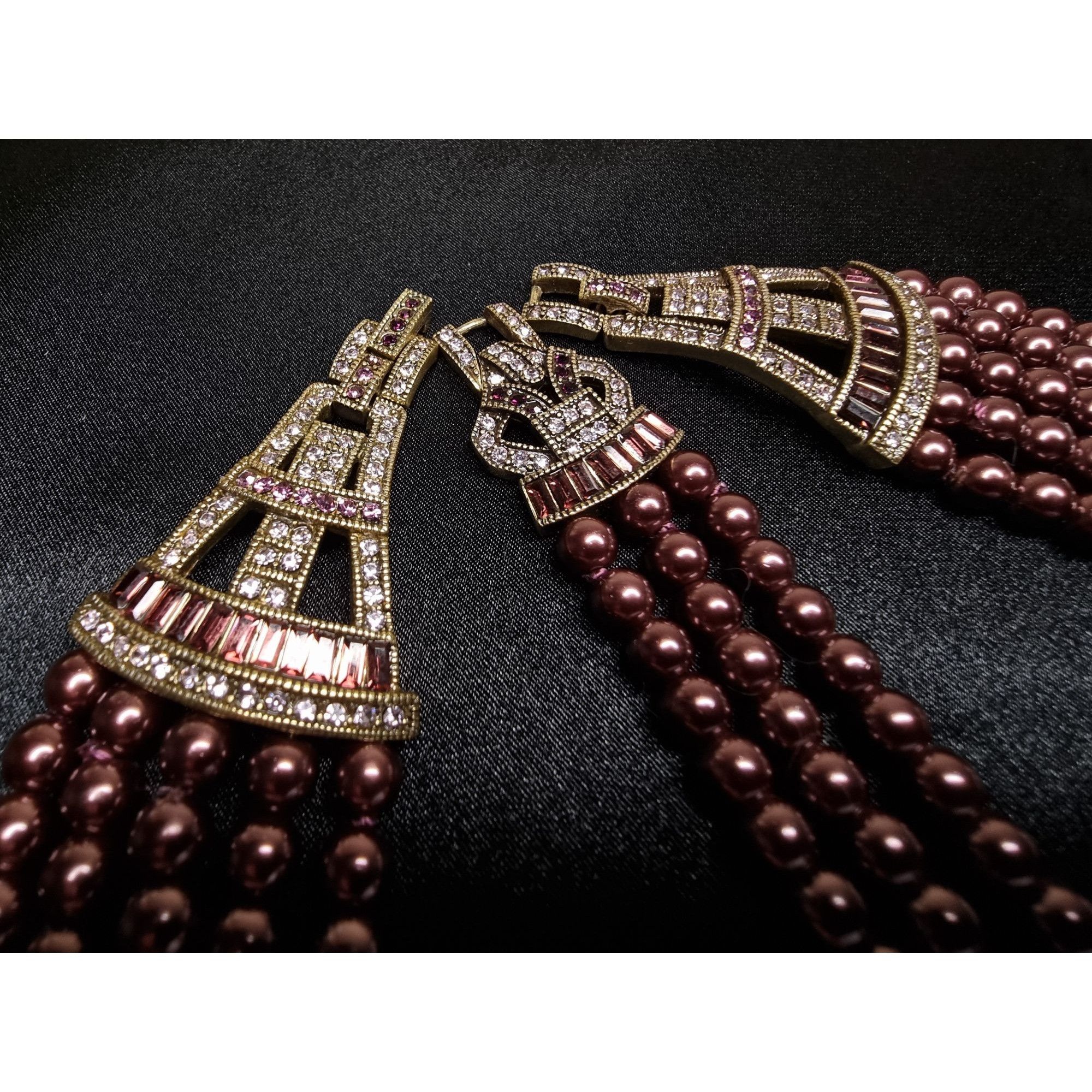 Vintage Heidi Daus Multi-Strand Burgundy Pearl Necklace Bracelet Size ONE SIZE - 3 Thumbnail