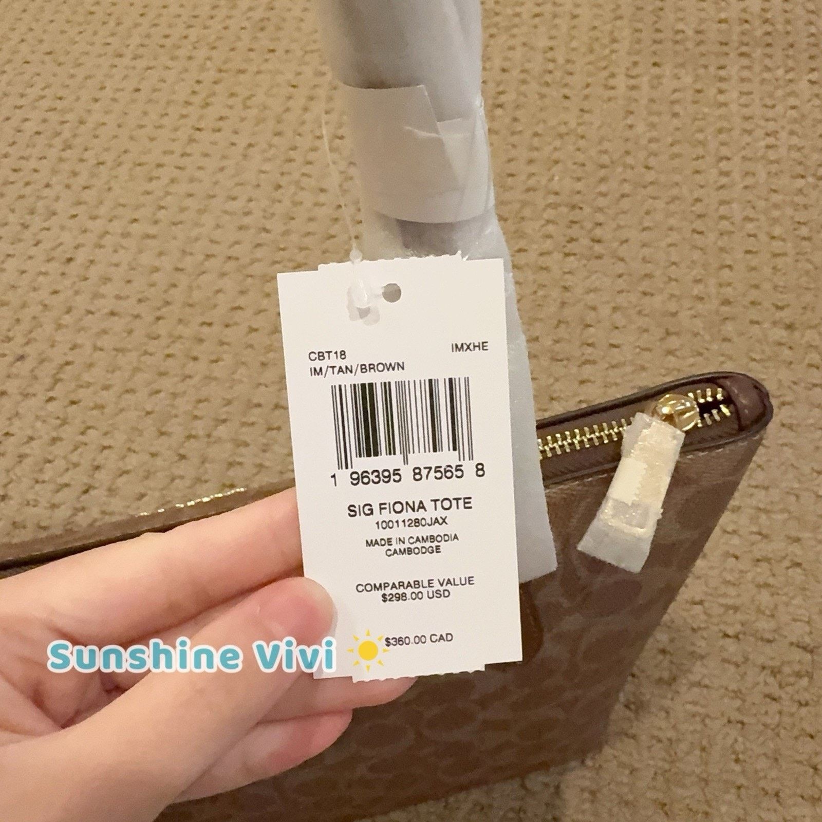 Coach NWT COACH Fiona Zip Tote Bag Signature CBT18 Gold/Tan/Brown Size ONE SIZE - 6 Thumbnail