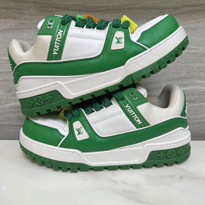 Louis Vuitton Louis Vuitton Trainer Maxi Low-Top Sneakers White Green -25 Size US 11 / EU 44 - 7 Thumbnail
