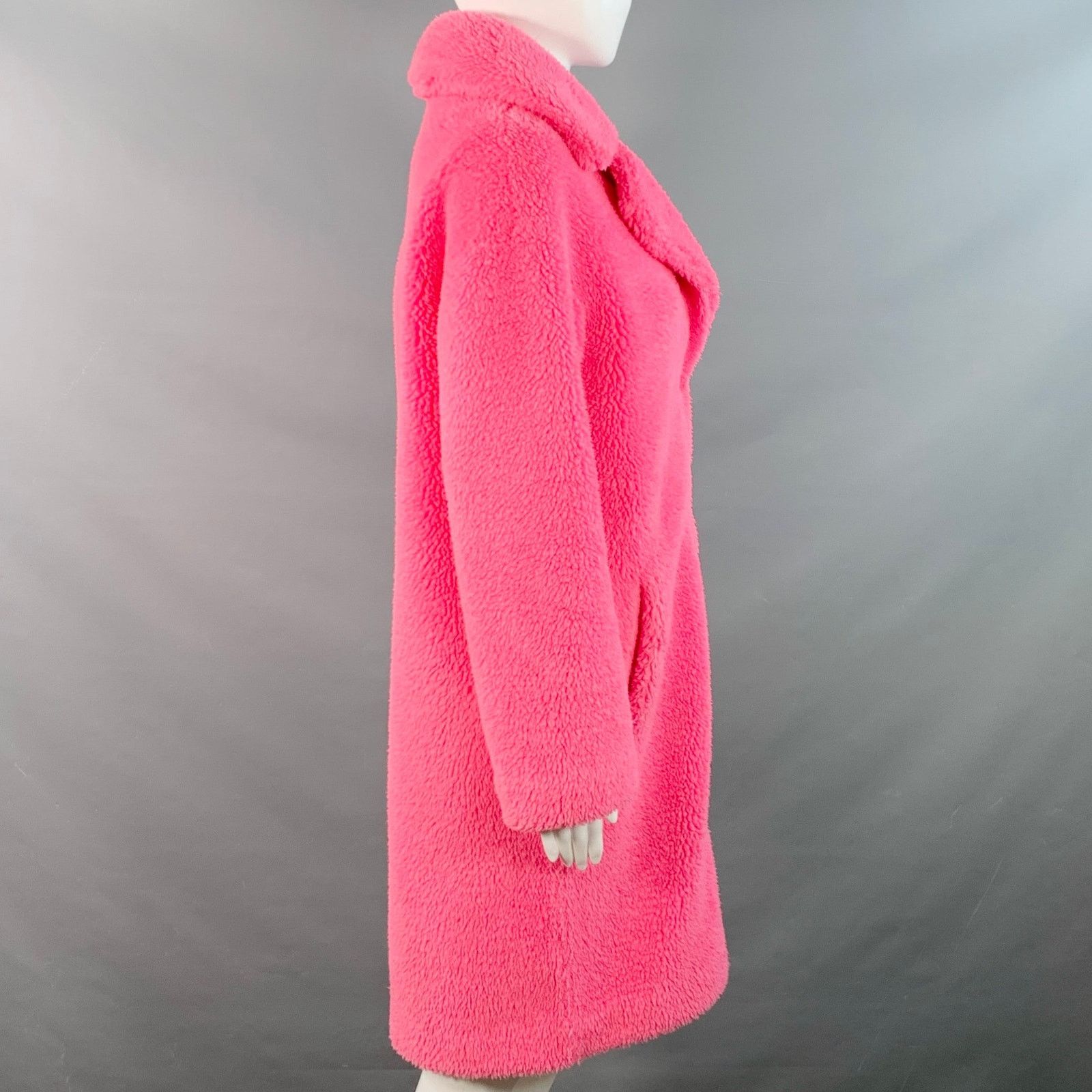 STAND STUDIO Camille Cocoon Pink Polyester Faux Fur Notch Lapel Coat Size XS / US 0-2 / IT 36-38 - 2 Thumbnail