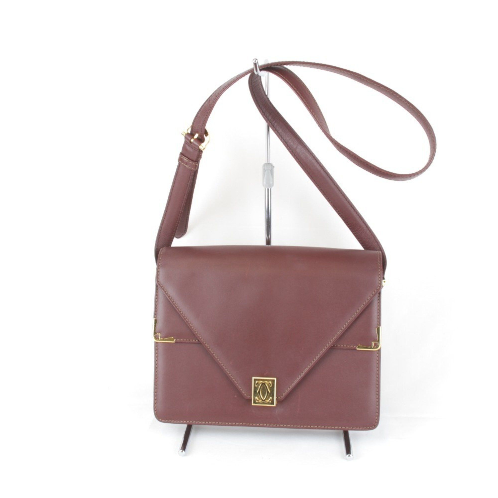 CARTIER Must Line Shoulder Bag Leather Red Women's