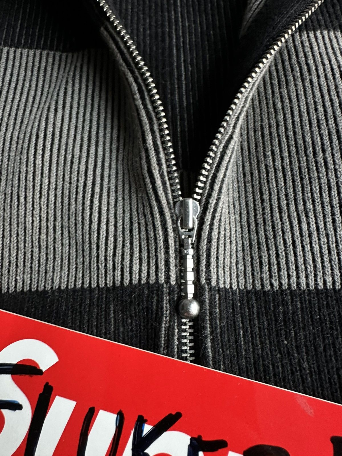 Supreme Supreme 2-Tone Ribbed Zip Up Sweater Black Grey Size US L / EU 52-54 / 3 - 5 Thumbnail