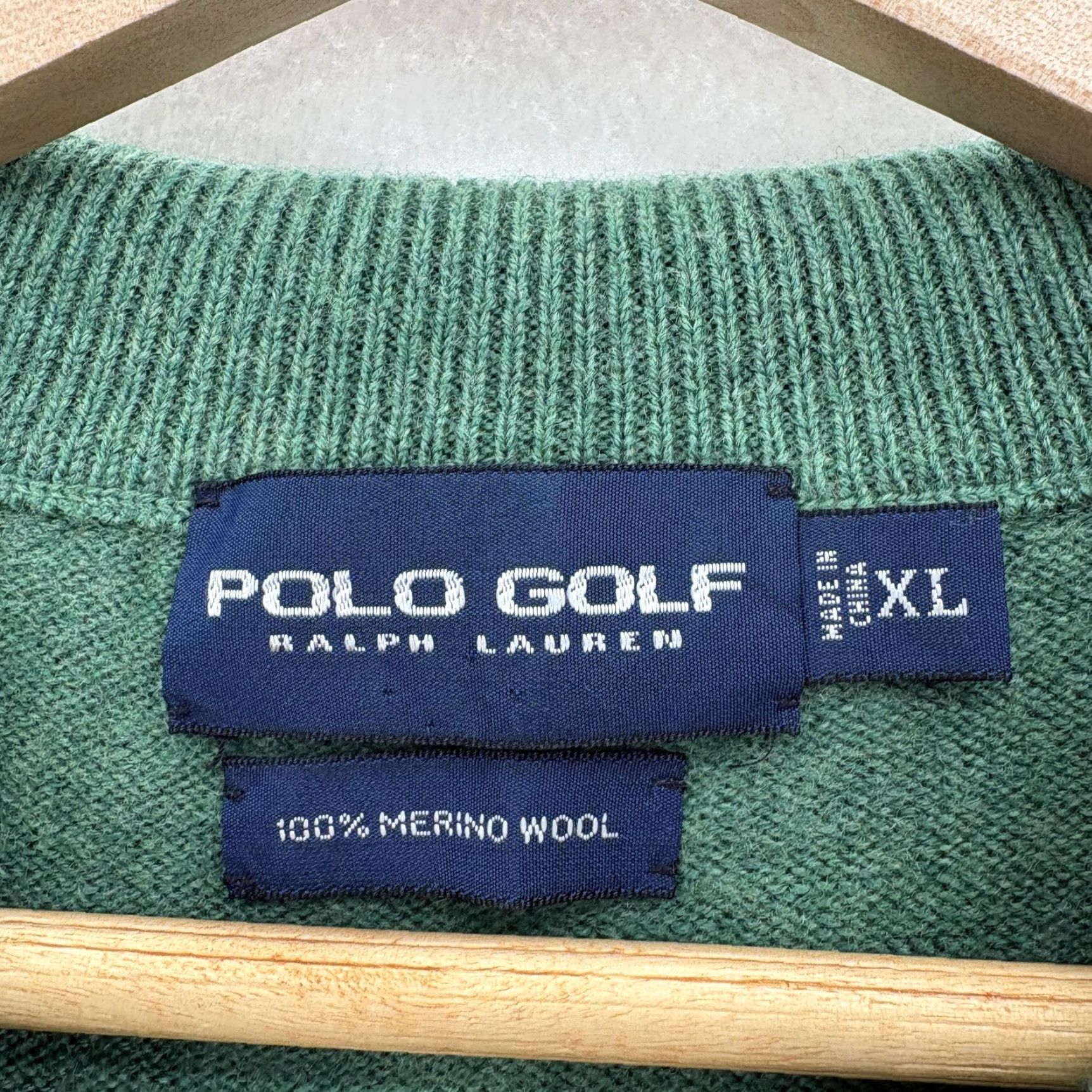 Polo Ralph Lauren VINTAGE Polo Golf Ralph Lauren Sweater Mens XL Green 1/4 Zip Mock Neck Merino Wool Golf Size US XL / EU 56 / 4 - 4 Thumbnail