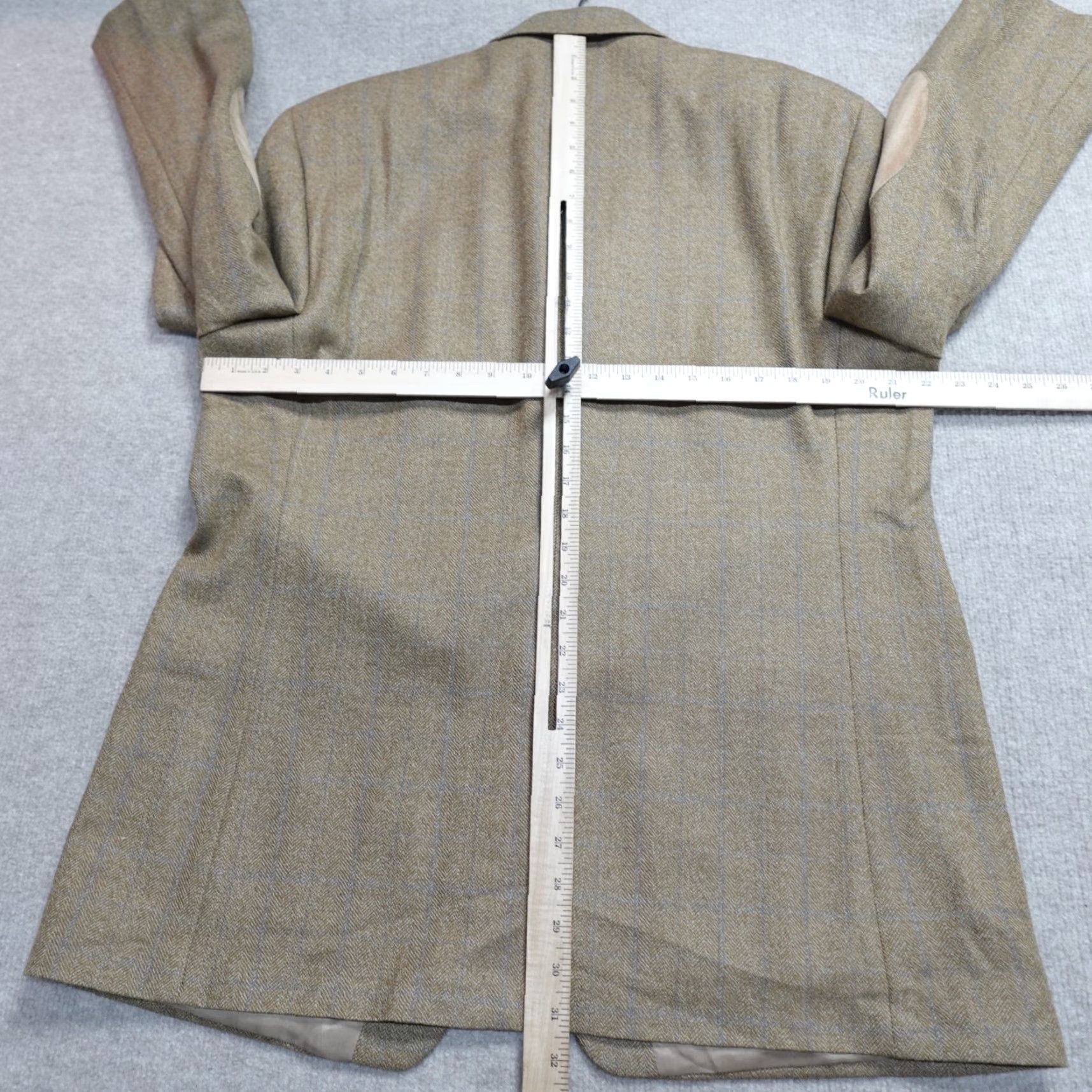 Ralph Lauren Lauren Ralph Lauren Sport Coat Jacket Beige Windowpane Herringbone 44R Wool Notch Two-Button Regular Men Size US S / EU 44-46 / 1 - 4 Thumbnail