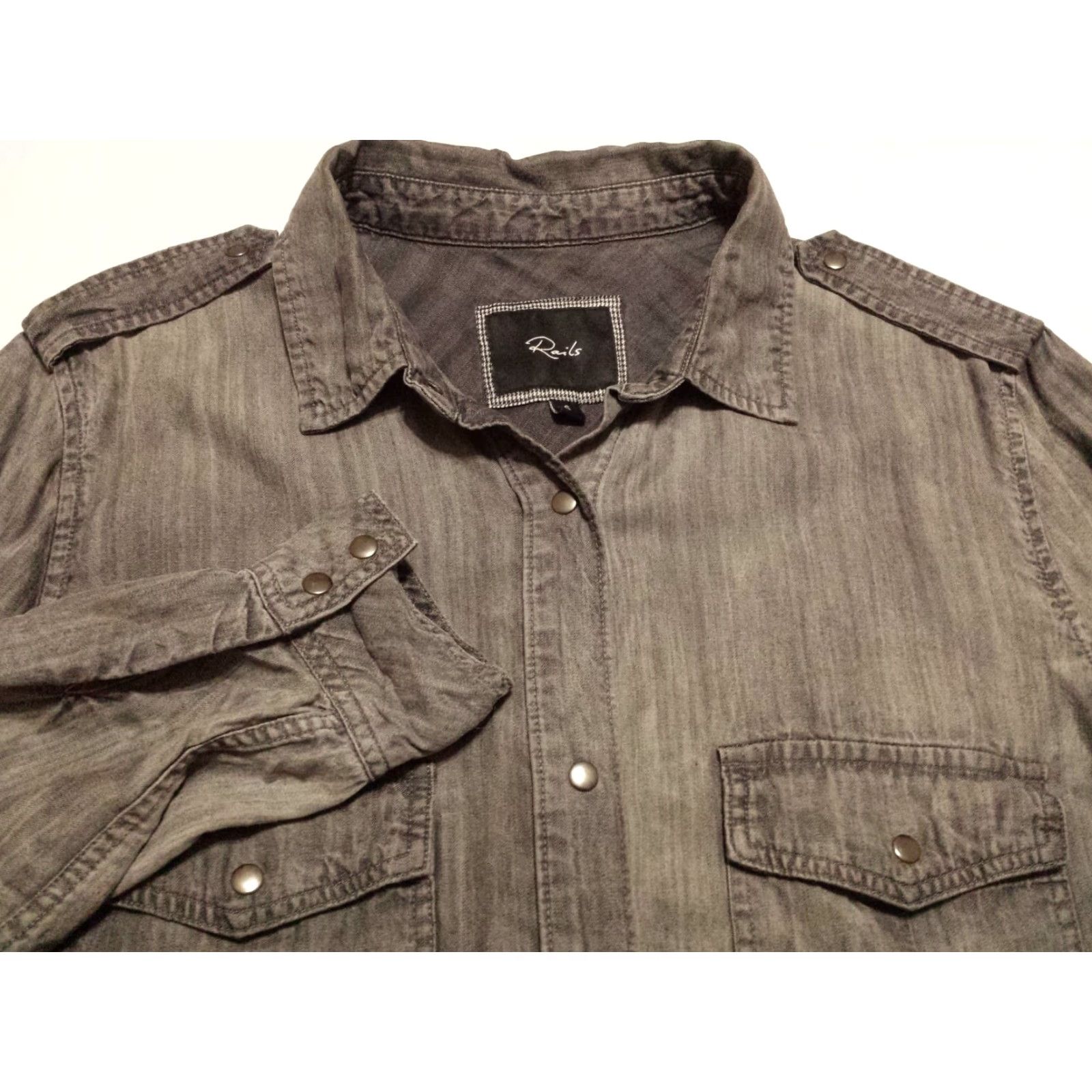 Rails Rails Womens Shirt Small Long Sleeve Snap Button-Front Solid Gray Lyocell Size S / US 4 / IT 40 - 2 Thumbnail