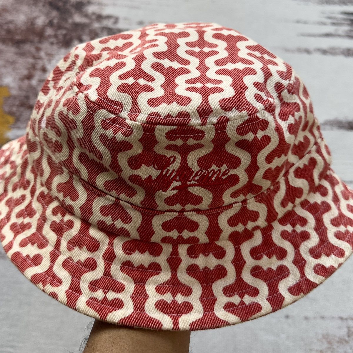 Supreme SUPREME TWILL CRUSHER RED MONOGRAM BUCKET HAT Size ONE SIZE - 5 Thumbnail