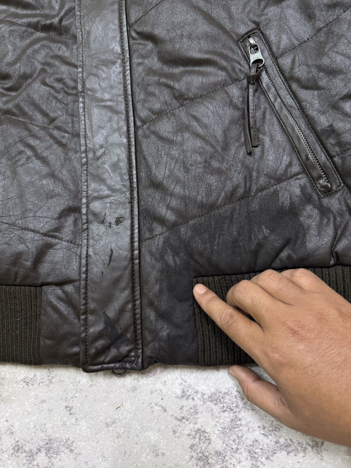 Armani Armani Jeans Men’s Polyurethane Knit Colar Wax Bomber Jacket Size US M / EU 48-50 / 2 - 4 Thumbnail