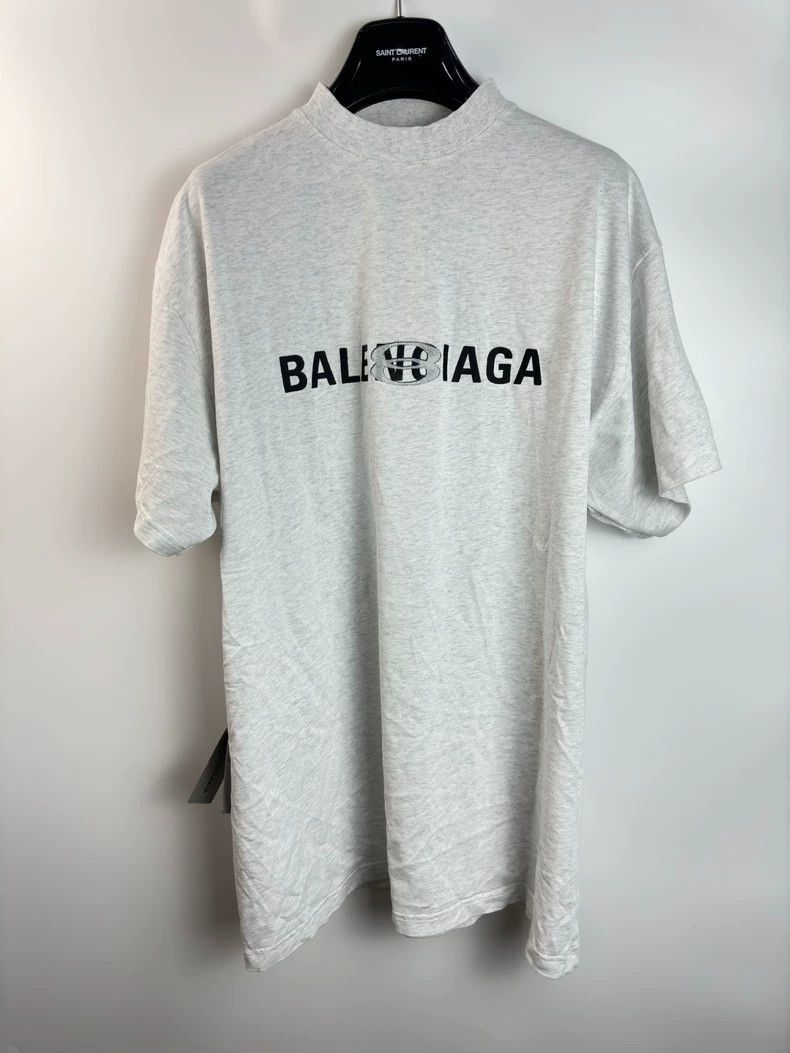 Balenciaga Balenciaga Gray Logo Embroidered Short Sleeve Tee Size US M / EU 48-50 / 2 - 6 Thumbnail