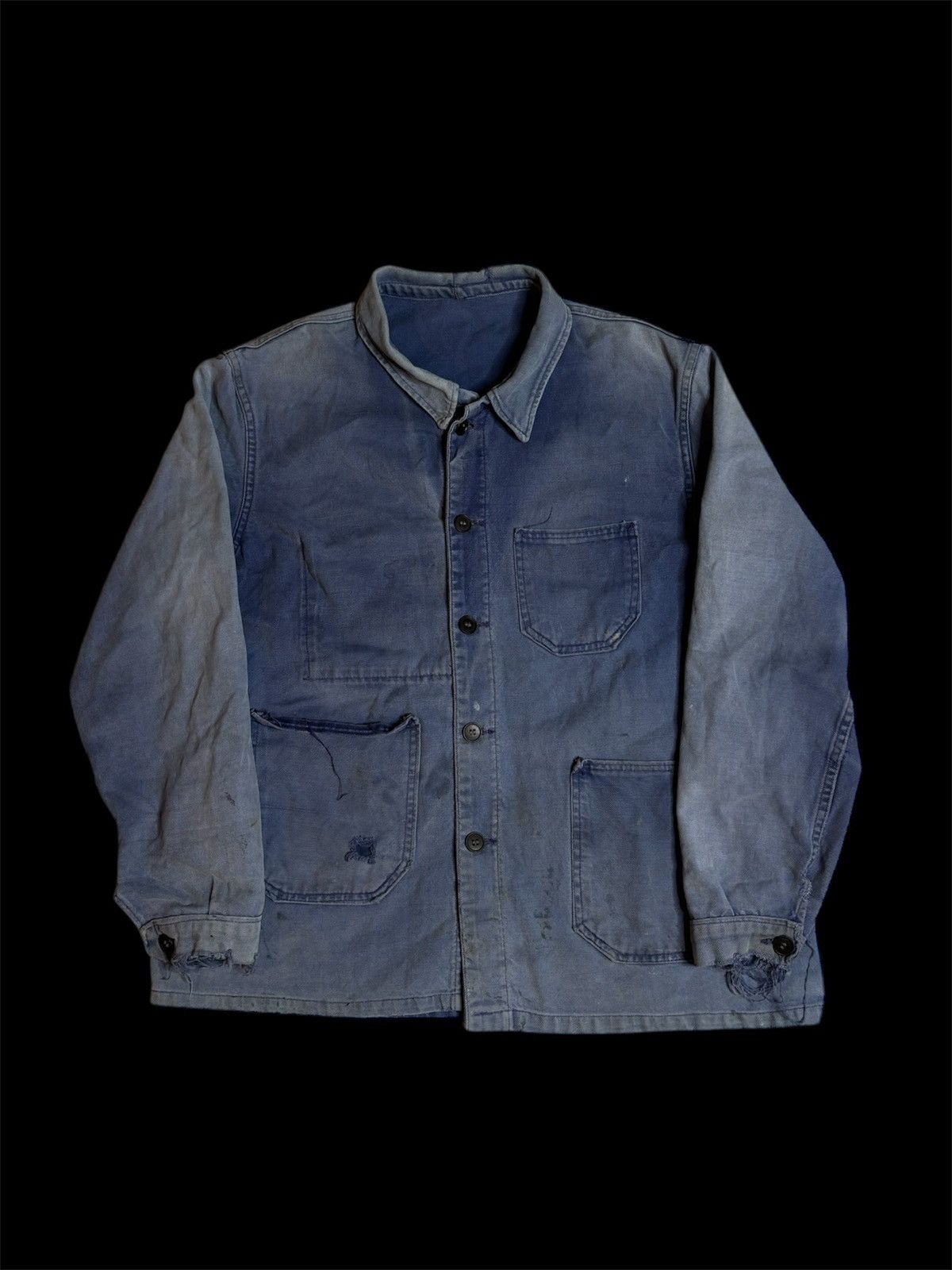 Vintage 1950s naturally distressed French chore jacket Size US L / EU 52-54 / 3 - 1 Thumbnail