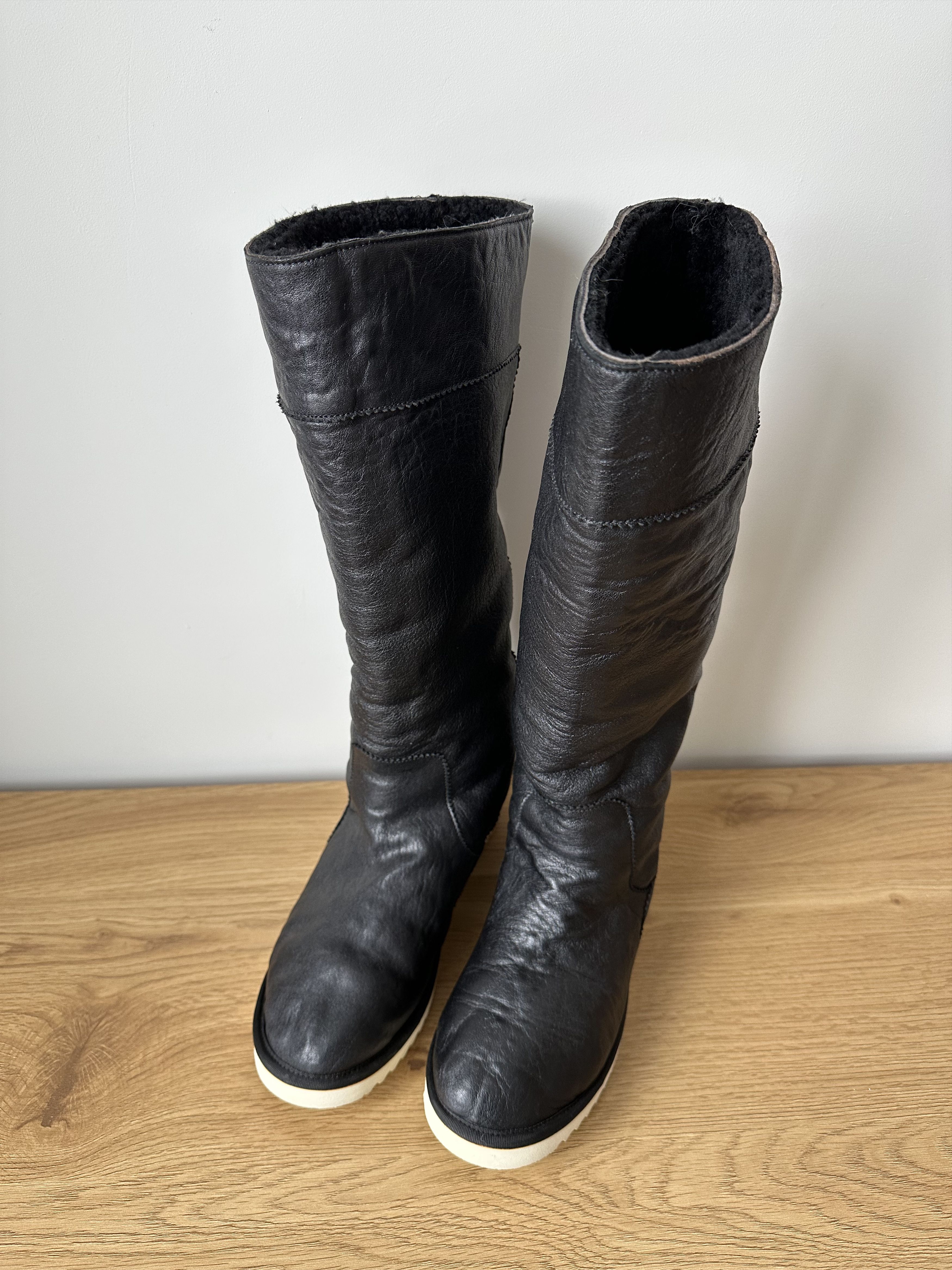 NAVYBOOT Navyboot Black Leather Shearling Tall Boots EU41 Size US 8 / EU 41 - 4 Thumbnail