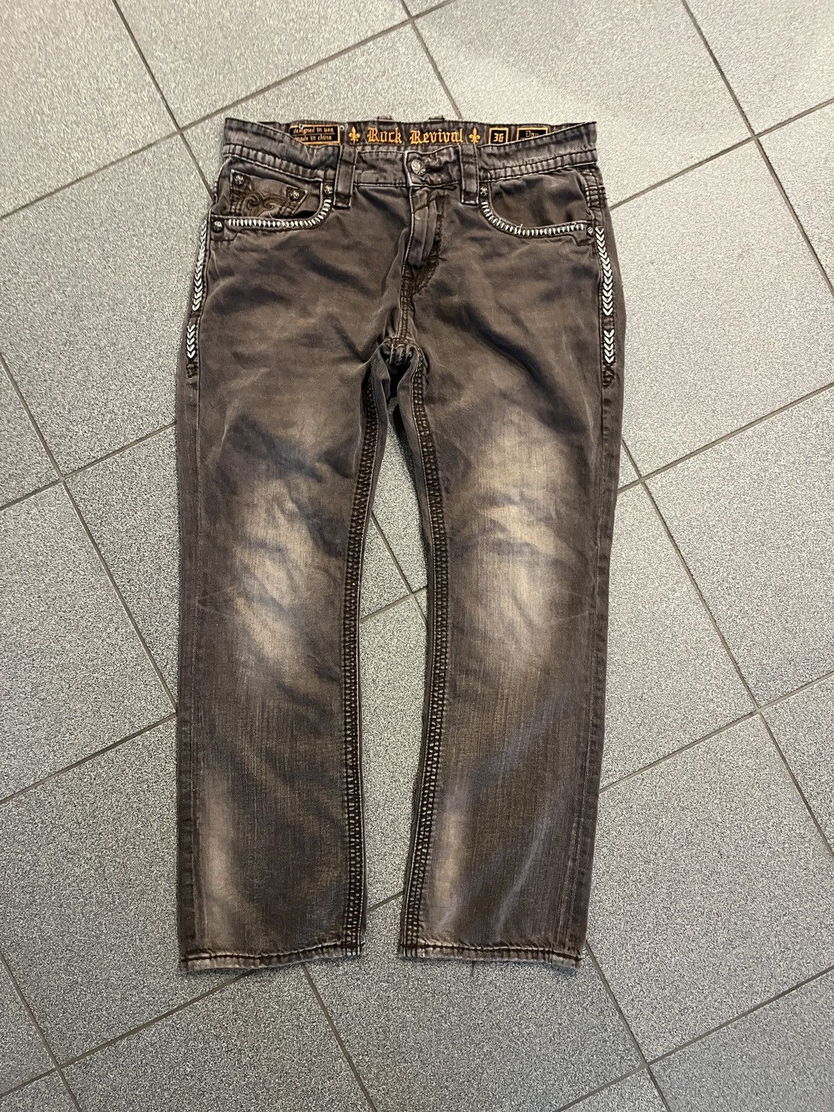 Rock Revival Rock revival brown denim white stitching Size US 36 / EU 52 - 1 Thumbnail
