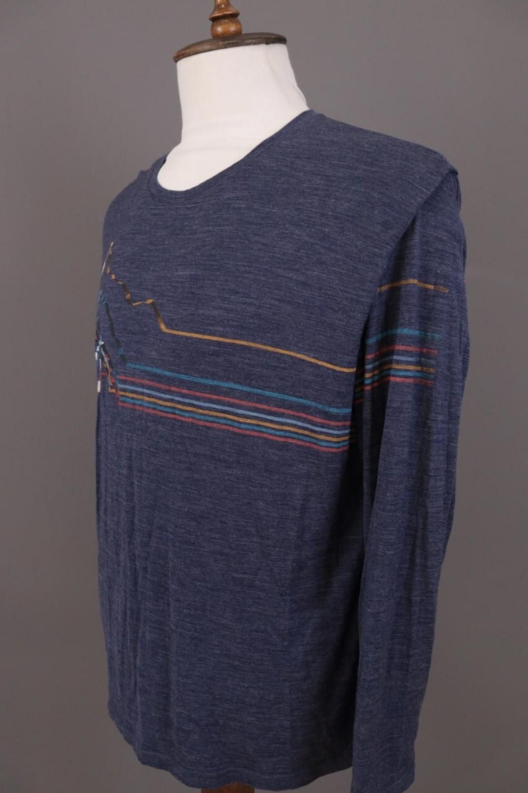 Icebreaker Icebreaker Merino Blue Striped Wool Crew Shirt Size XL Size US XL / EU 56 / 4 - 8 Thumbnail
