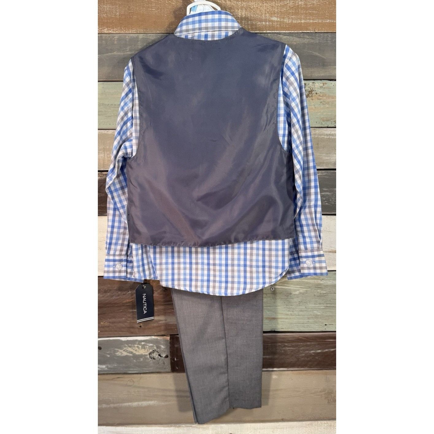 Nautica NAUTICA Boys Long Sleeve 4 Pc Blue Plaid & Gray Dress Pant S Size US XXS / EU 40 - 10 Thumbnail