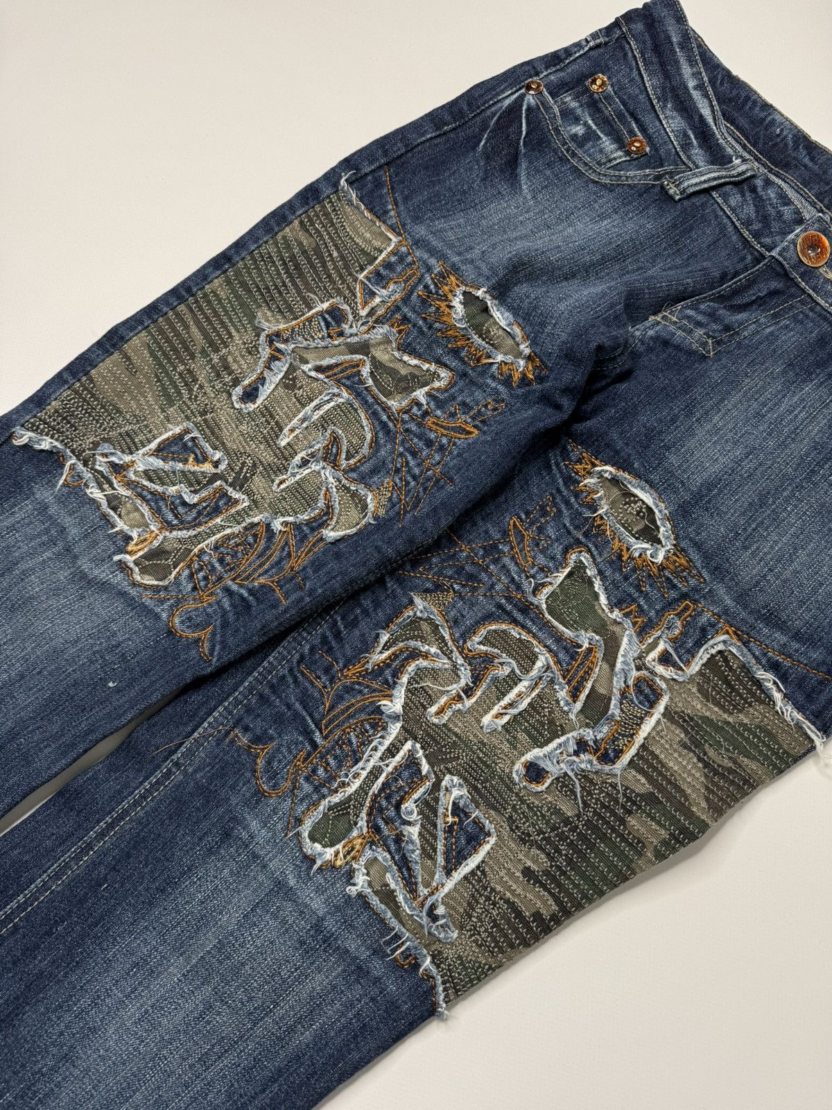 If Six Was Nine Vintage avant garde bootcut flared camo jeans if6was9 sk8 Size US 30 / EU 46 - 3 Thumbnail
